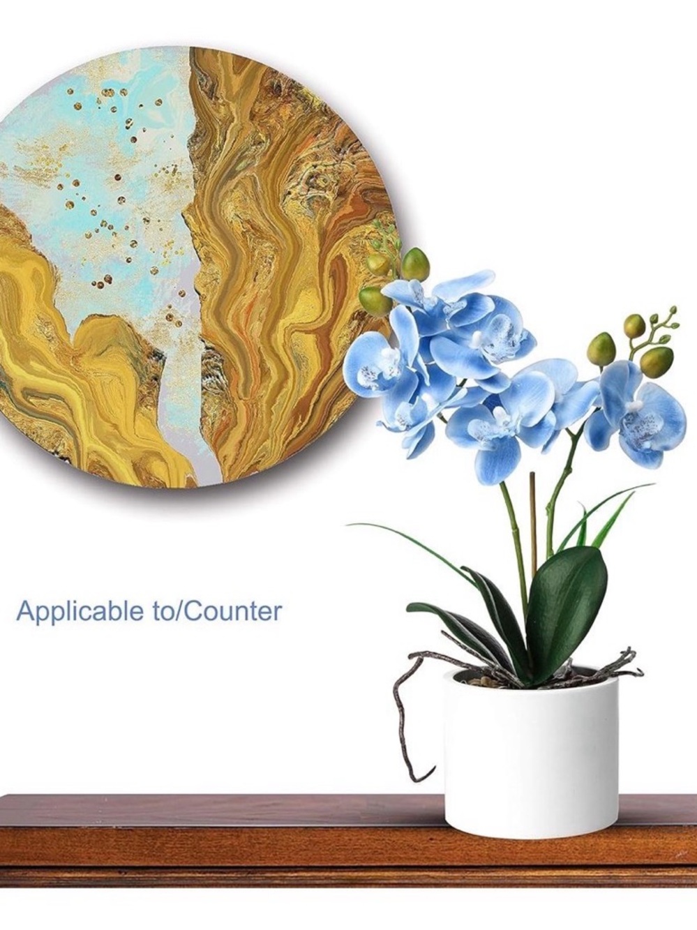 💙✨ NWT Ceramic Vase Artificial Orchid Bonsai – 14.5” Blue Phalaenopsis Décor 💙🏡 - Picture 5 of 10
